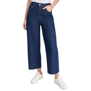 NWOT Mother Snacks The Fun Dip Ankle Fray in Cold Brew Dark Wash Raw Hem Wide 31